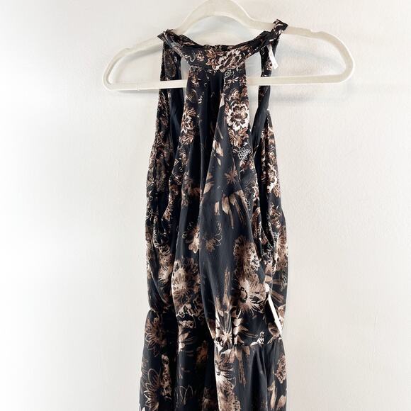 Free People Katerina Halter Tie Sleeveless Floral Mini Dress Black Small - Picture 9 of 12